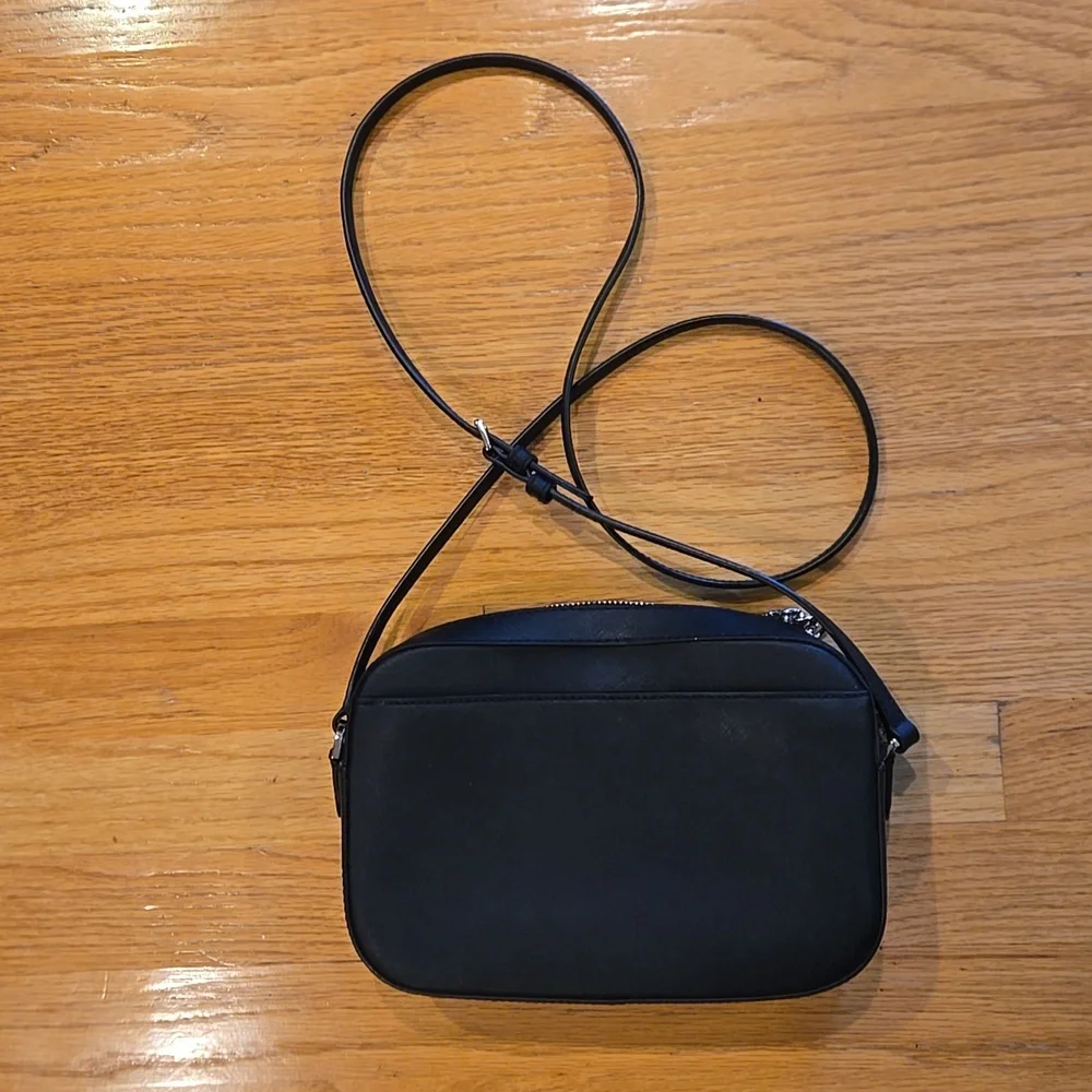 Michael Kors Black Grossgrain Silver Chain Crossbody Purse